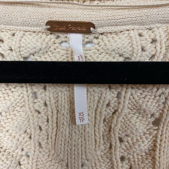 Free People Olive You Butterfly Knit Natural Cardigan Sweater Size XS - Picture 9 of 10